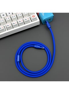 Generic Super Soft Silicone Data Cable For Apple For Iphone15 For Huawei For Xiaomi Android Phone Super Fast Charging-Color:3 M USB To For Iphone 12W-Model:Crein Blue + Blue Shell + Slider  - Image 1