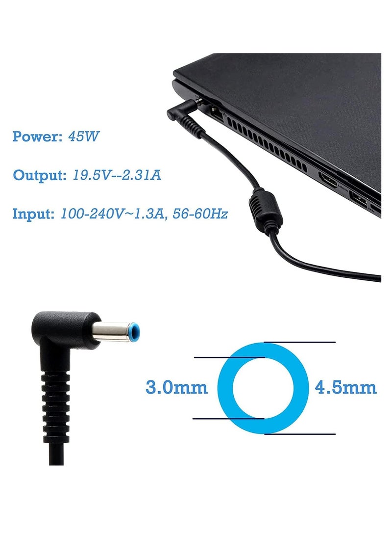 Generic - 45W HP Laptop Charger for HP Laptop, 19.5V 2.31A Power Supply for HP Stream 11 13 14 HP Pavilion 11 13 HP Chromebook 11 14 HP Spectre x360 x2 11 13, HP ProBook 430 G3 G4 and More(4.5mm * 3mm) - Image 1