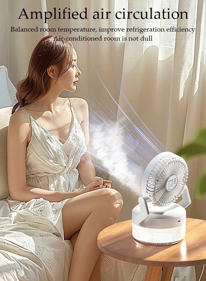 DUNISO Table Humidifying Spray Fan with Night Lamp,Mini Personal 3 Speeds Portable Table Fan 180° Flip Adjustment Desk Fan,Table Air Circulator Fan for Whole Room Home Bedroom Office - Image 3