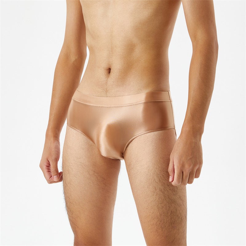 Crotch Seamless One-Piece Oil Bright Gloss Silky High Elastic Large Size Men'S And Women'S Briefs Underwear Transparent 7056 - Image 1
