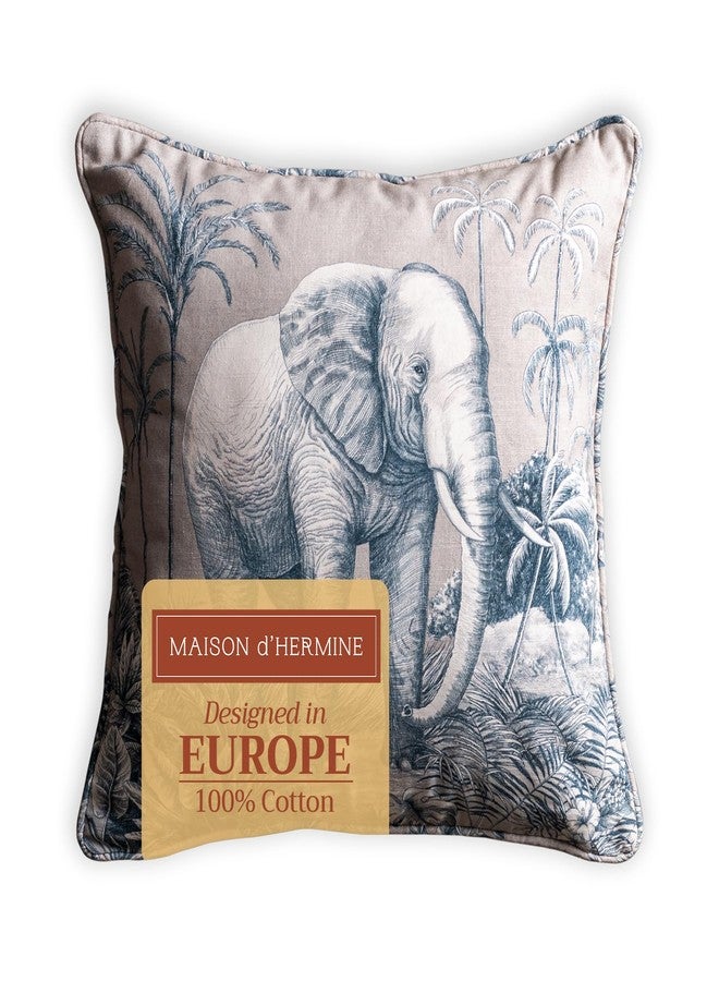 Maison d' Hermine Decorative Pillow Covers 18 x 18 Inch Square 100% Cotton Throw Pillow Covers with Invisible Zipper for Living Room Couch, Chair, Sofas, Bedroom, Home (Savana Jouy - Blue) - Image 1