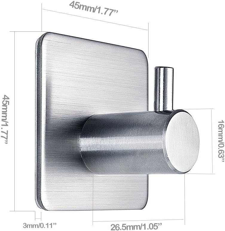 Heavy Duty Adhesive Hooks - 4 Pack Waterproof Stainless Steel Wall Hooks for Hanging Coats , Hats , Towels , and Robes - Image 4