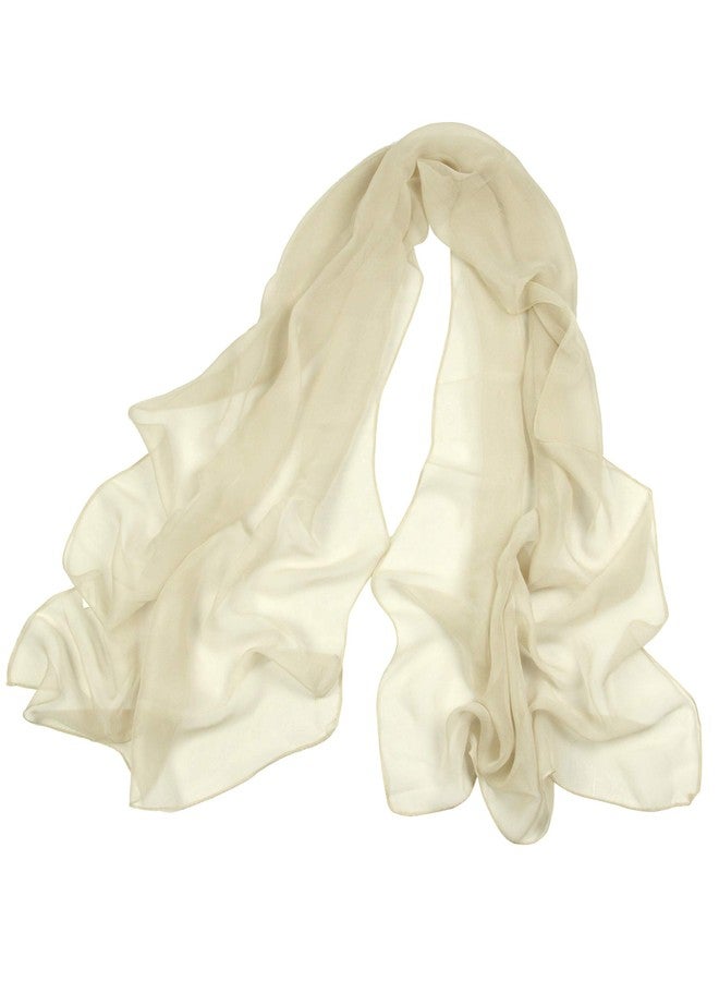 PANTONIGHT Long Chiffon Sheer Scarf For womens (053 plain beige) - Image 2