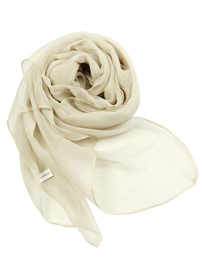 PANTONIGHT Long Chiffon Sheer Scarf For womens (053 plain beige) - Image 3