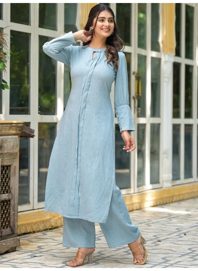 أيه كيه إس كُرتا سادة بلون أزرق سماوي مع بنطلون بالازو