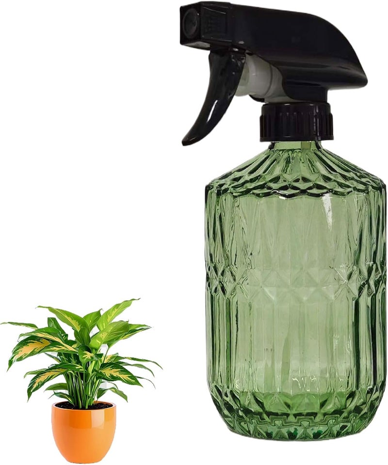 YYTSGG Glass Plant Mister Bottle, 15oz Refillable Water Spray Bottle with Adjustable Mist Nozzle for Indoor Flowers, Outdoor Gardening, Cleaning, Hair and Pets Care (Army Green) - Image 1