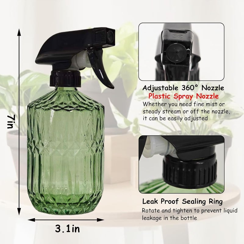 YYTSGG Glass Plant Mister Bottle, 15oz Refillable Water Spray Bottle with Adjustable Mist Nozzle for Indoor Flowers, Outdoor Gardening, Cleaning, Hair and Pets Care (Army Green) - Image 2