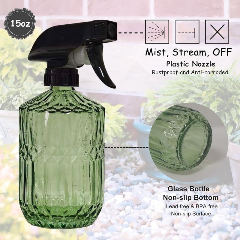 YYTSGG Glass Plant Mister Bottle, 15oz Refillable Water Spray Bottle with Adjustable Mist Nozzle for Indoor Flowers, Outdoor Gardening, Cleaning, Hair and Pets Care (Army Green) - Image 3