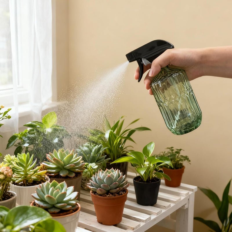 YYTSGG Glass Plant Mister Bottle, 15oz Refillable Water Spray Bottle with Adjustable Mist Nozzle for Indoor Flowers, Outdoor Gardening, Cleaning, Hair and Pets Care (Army Green) - Image 5