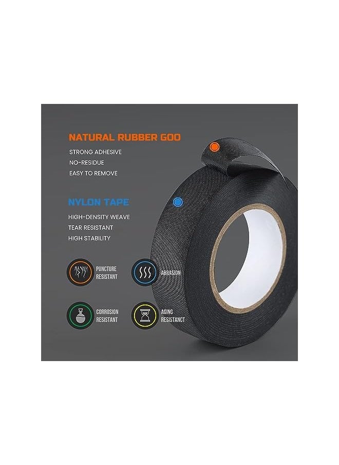PROMASS - promass Wire Harness Tape,High Temp Wiring Loom Harness Self-Adhesive Felt Cloth Electrical Tape for Automotive Engine and Electrical Wiring,19mm x 15m x 6 Rolls,Black - Image 1