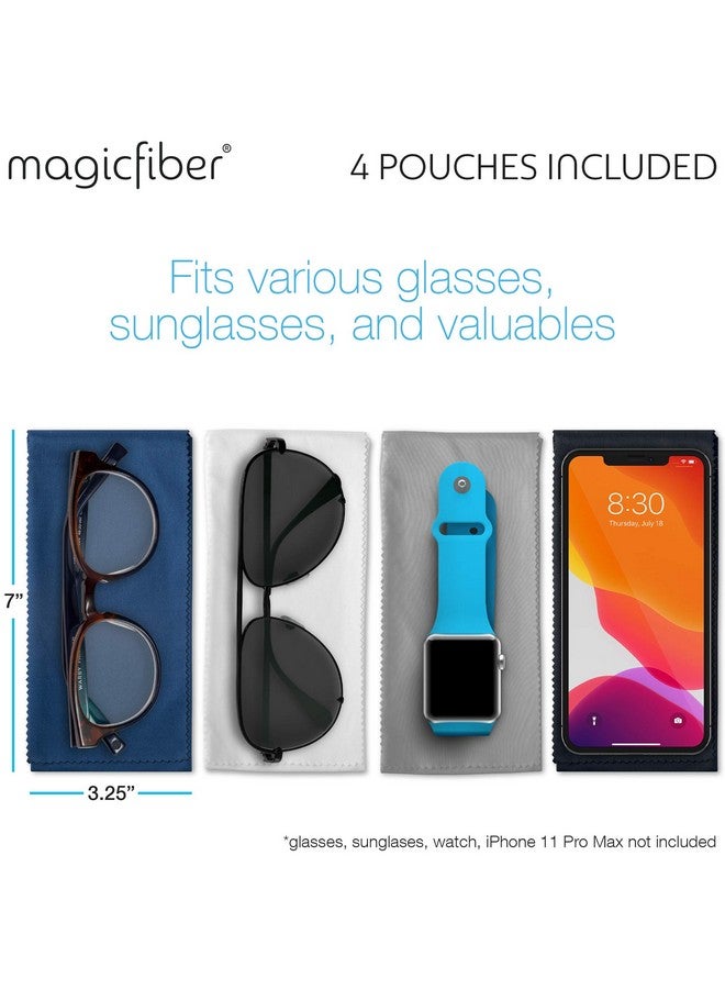MagicFiber MagicFiber Glasses Case Soft (4-pack) - Sunglasses Pouch - Soft Glasses Pouch - Works as Glasses & Eyeglass Cleaner  - Image 2