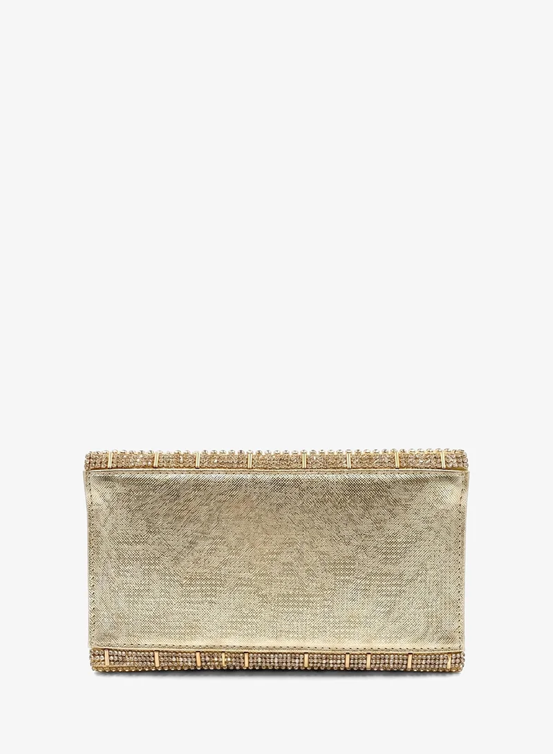 Viny Viny Women's Crystal Rhinestone Envelope Clutch – Fully Embellished with Detachable Chain Strap – Parties, Weddings & Formal Occasions – Gold, Silver, Champagne, Black, Black & White