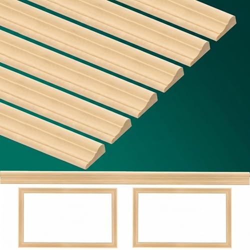 Cinnvoice 12 Pcs Wall Molding Trim Split Wood Slats Mouldings Unfinished Fluted Wooden Panel Wood Trim Molding Decorative for DIY Door Wall Table Cabinet158 X 16 - Image 1