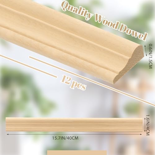 Cinnvoice 12 Pcs Wall Molding Trim Split Wood Slats Mouldings Unfinished Fluted Wooden Panel Wood Trim Molding Decorative for DIY Door Wall Table Cabinet158 X 16 - Image 3