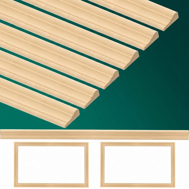 Cinnvoice 12 Pcs Wall Molding Trim Split Wood Slats Mouldings Unfinished Fluted Wooden Panel Wood Trim Molding Decorative for DIY Door Wall Table Cabinet158 X 16 - Image 2