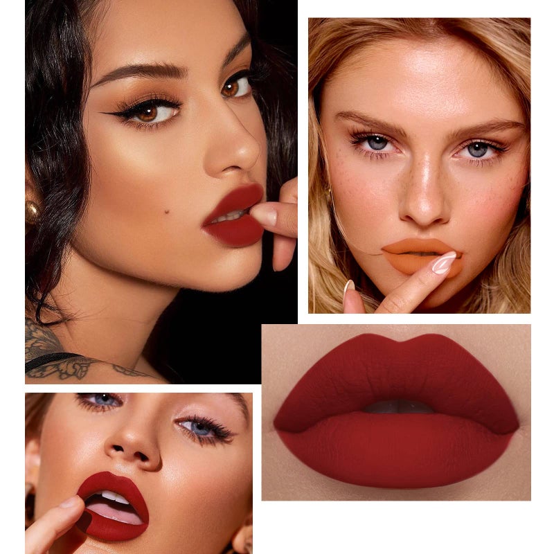 Bestland 12Pcs Makeup Matte Lipstick Lip Kit, Classic Nudes & Bold Reds Lipstick Set, Non-Stick Cup Not Fade Liquid Lipstick Waterproof Long Lasting Durable Nude Lip Gloss, labiales mate 24 horas originale - Image 3