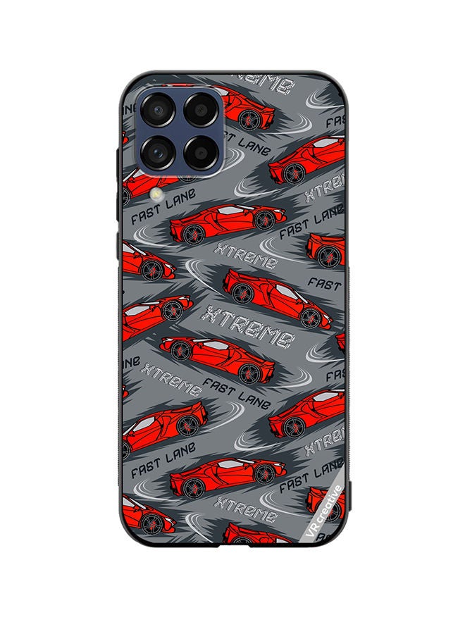 VR CREATIVE Protective Case Cover For Samsung Galaxy M53 Abstract Seamless Pattern With Sport Cars Design Multicolour - Image 1