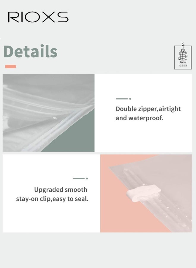 ريوكس 6 عبوات من أكياس التخزين المعلقة بالفراغ، أكياس مضغوطة قابلة لإعادة الاستخدام وموفرة للمساحة مع شماعات، 3 قطع بحجم 26.3x35.4 بوصة (67x90 سم) و 3 قطع بحجم 26.3x43.3 بوصة (67x110 سم). أكياس شفافة مفرغة من الهواء مع مضخة يدوية، أكياس تخزين مفرغة من الهواء للملابس، السفر، تنظيم الخزانة - Image 4