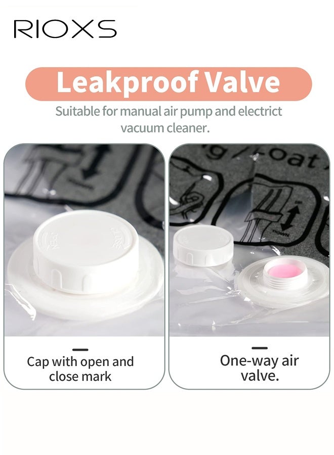 ريوكس 6 عبوات من أكياس التخزين المعلقة بالفراغ، أكياس مضغوطة قابلة لإعادة الاستخدام وموفرة للمساحة مع شماعات، 3 قطع بحجم 26.3x35.4 بوصة (67x90 سم) و 3 قطع بحجم 26.3x43.3 بوصة (67x110 سم). أكياس شفافة مفرغة من الهواء مع مضخة يدوية، أكياس تخزين مفرغة من الهواء للملابس، السفر، تنظيم الخزانة - Image 3