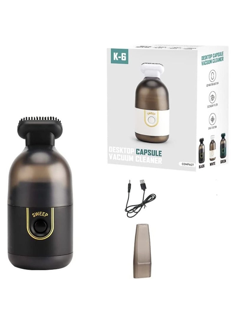 Desktop Mini Vacuum Cleaner Portable Handheld Cleaning Machine Office Vehicle Home Wireless Desk Vacuum Cleaner, Upgraded Mini Desktop Vacuum Cleaner (Black) - Image 1