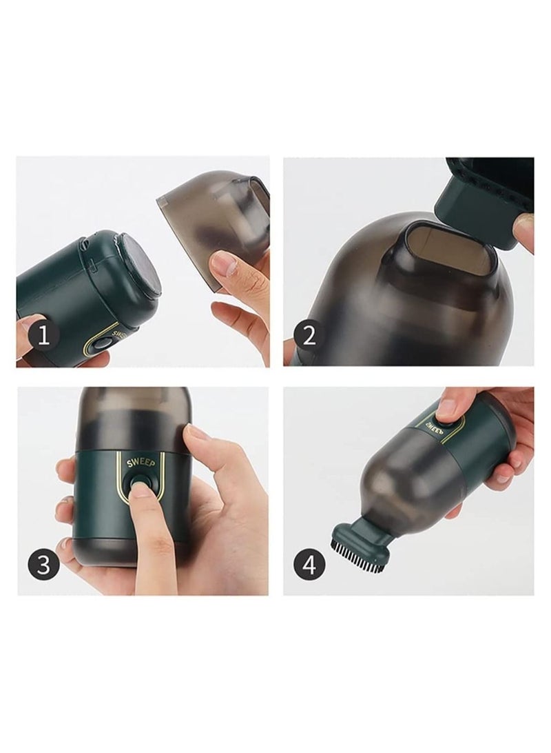 Desktop Mini Vacuum Cleaner Portable Handheld Cleaning Machine Office Vehicle Home Wireless Desk Vacuum Cleaner, Upgraded Mini Desktop Vacuum Cleaner (Black) - Image 4