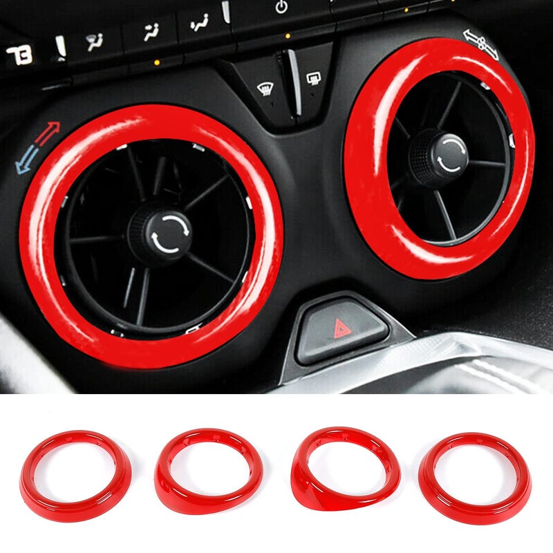 CheroCar for Chevrolet Camaro Air Conditioner Vent Outlet Cover Ring Interior Accessories Cover Trim Fit for Chevrolet Camaro 20162025 Red