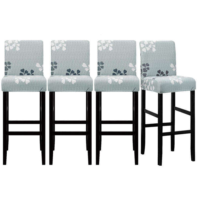 Lellen 4 Pack Stretch Chair Slipcover  Grey Floral Pattern Waterproof Ultra Thin Perfect for Short Swivel Dining Chairs  Counter Height Side Chairs