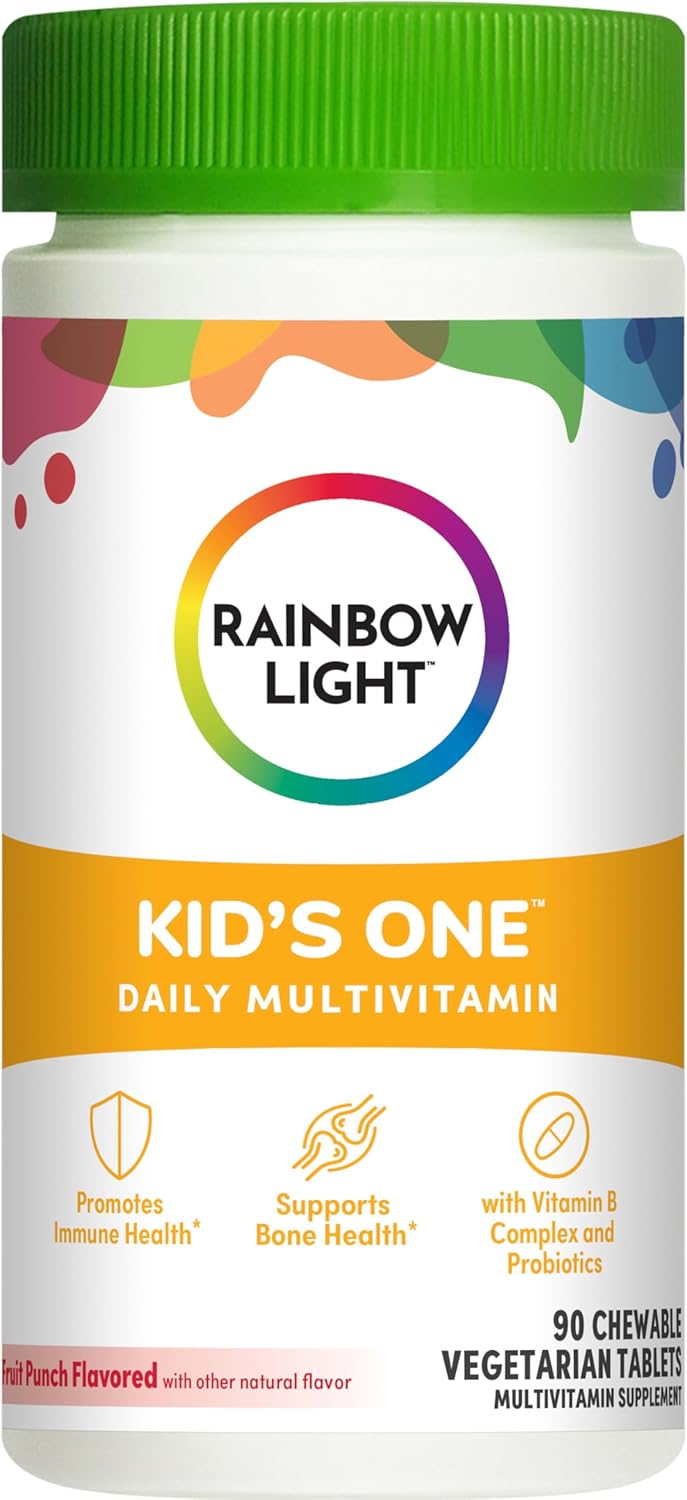 Rainbow Light Kids One Multivitamin Chewable Multivitamin for Kids Provides Healthy Growth and Immune Support With Vitamin C Zinc  B Complex Vegetarian and Gluten Free Fruit Punch 90 Count - Image 1