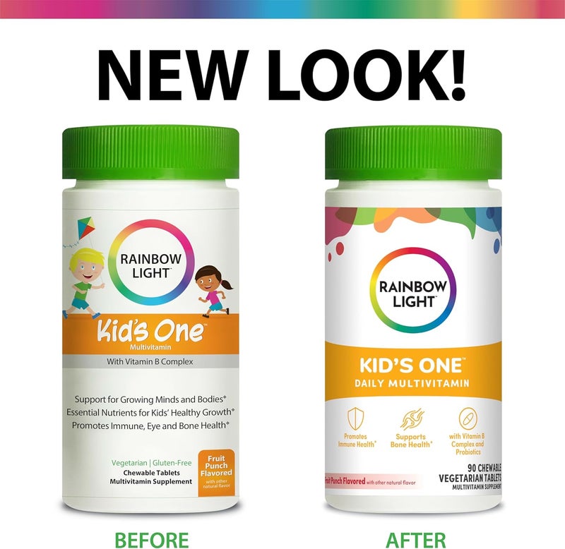 Rainbow Light Kids One Multivitamin Chewable Multivitamin for Kids Provides Healthy Growth and Immune Support With Vitamin C Zinc  B Complex Vegetarian and Gluten Free Fruit Punch 90 Count - Image 2