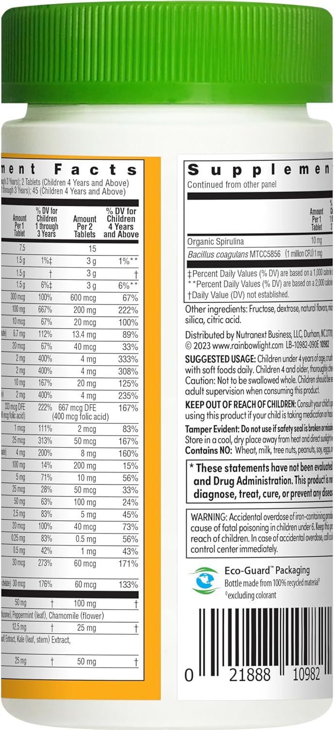 Rainbow Light Kids One Multivitamin Chewable Multivitamin for Kids Provides Healthy Growth and Immune Support With Vitamin C Zinc  B Complex Vegetarian and Gluten Free Fruit Punch 90 Count - Image 4