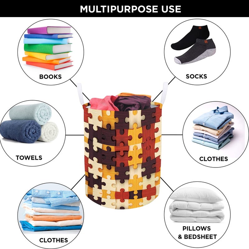 E-Retailer ERetailer Exclusive Polyester Combo Set of 1 Pc Semi Automatic Washing Machine Cover and 1 Pc Foldable Laundry BagColorYellow DesignGeometricPackage Contains2 Pcs - Image 5