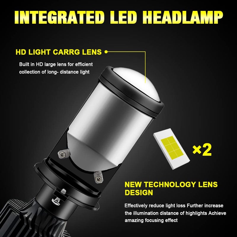 YSY 2Pcs H4/9003/HB2 LED Headlight Bulbs with Mini Projector Lens Canbus Hi/Lo Beam Solve Astigmatism Problem 16000lumens LED Headlight Kit for Headlight Retrofits or Fog Lamp Upgrade (Y6,H4) - Image 3