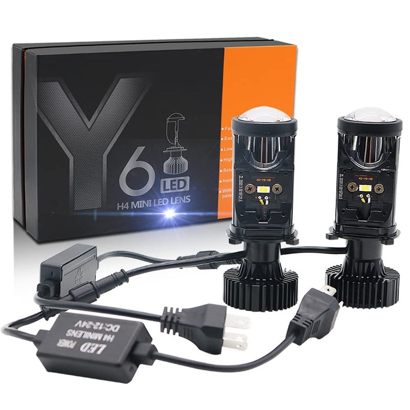 YSY 2Pcs H4/9003/HB2 LED Headlight Bulbs with Mini Projector Lens Canbus Hi/Lo Beam Solve Astigmatism Problem 16000lumens LED Headlight Kit for Headlight Retrofits or Fog Lamp Upgrade (Y6,H4) - Image 1