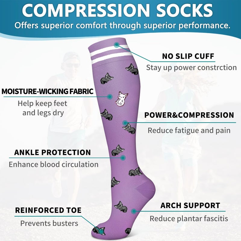 Bluemaple 6 Pack Copper Compression Socks for Women and Men Circulation-Best Support for Medical, Running,Nursing,Athletic - Image 5
