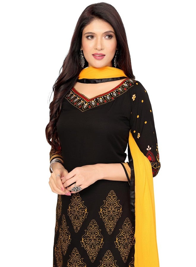 Yashika Women's Printed Dress Material - Unstitched Crepe Fabric Kurti, Pants & Dupatta Set (AZ-YS-P4-HIMANI BLACK) - Image 1