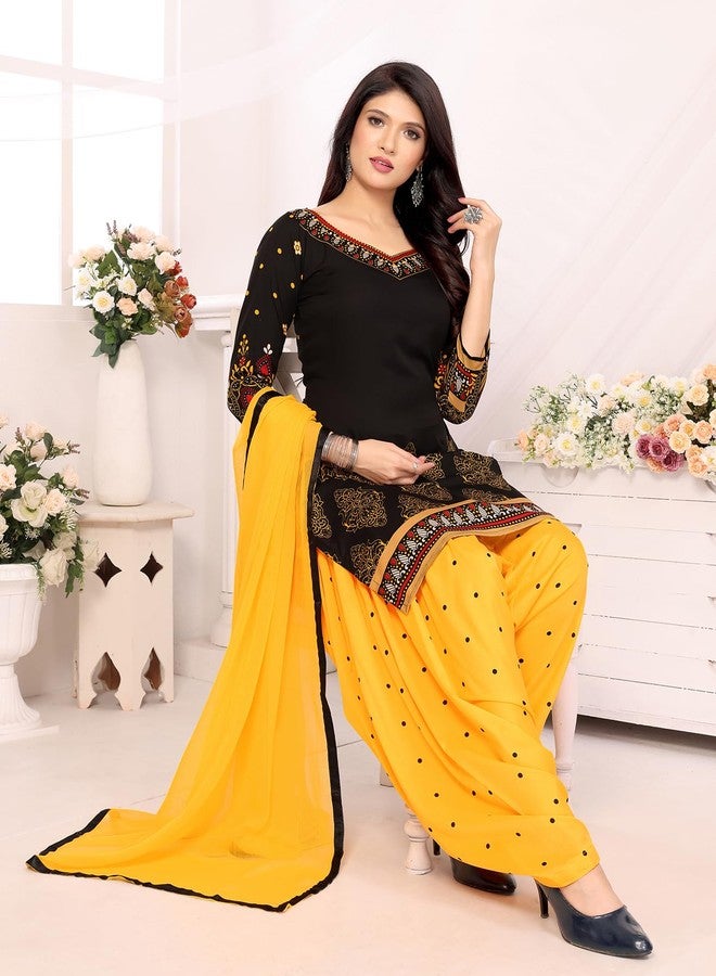 Yashika Women's Printed Dress Material - Unstitched Crepe Fabric Kurti, Pants & Dupatta Set (AZ-YS-P4-HIMANI BLACK) - Image 4
