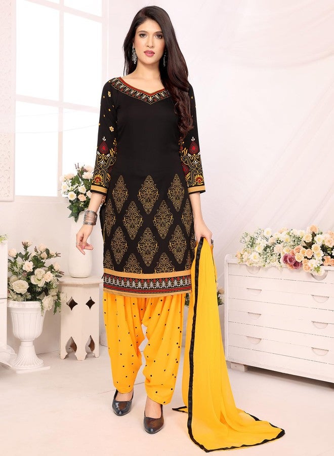 Yashika Women's Printed Dress Material - Unstitched Crepe Fabric Kurti, Pants & Dupatta Set (AZ-YS-P4-HIMANI BLACK) - Image 2