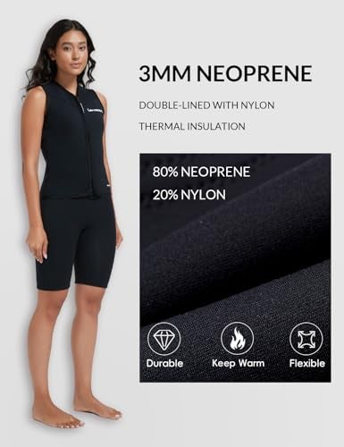 Lemorecn Wetsuit Top Women 3mm Sleeveless Neoprene Wet Suit Tops Jacket Front Zip Diving Vest for Water Sports - Image 3