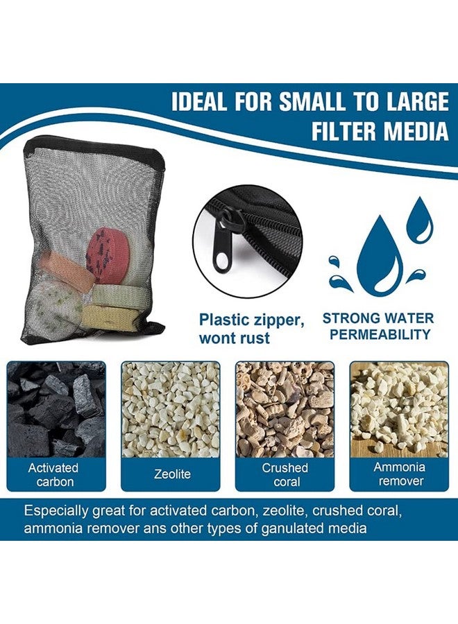 VAYINATO Media Bags For Aquarium Tank Filter With Zipper, 5 Pcs - Fish Tank Filter Media Mesh Bags - For Activated Carbon, Biospheres, Ceramic Rings (Black) By Petzlifeworld - Image 2