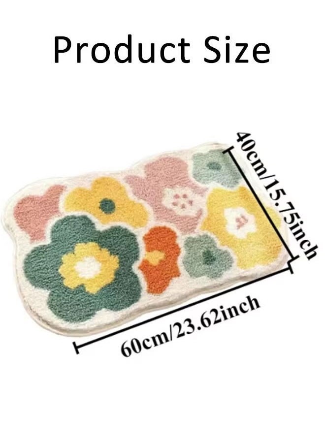 Bathroom Rug Extra Soft and Absorbent Microfiber Bath Rugs soft floor mat Floral pattern design area rug Machine washable Suitable for bedroom, toilet, bathroom under the door  - Image 2