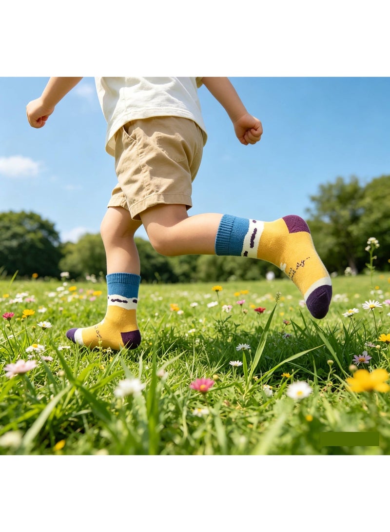 ChicAbode Children Cotton Socks Kids Seamless Toe Socks Thermal Crew Socks Colorful 5 Pack - Image 3