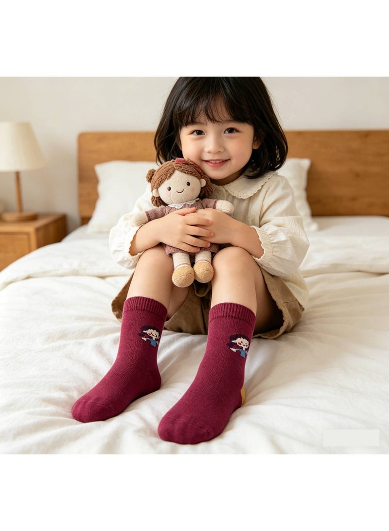 ChicAbode Children Cotton Socks Kids Seamless Toe Socks Thermal Crew Socks Colorful 5 Pack - Image 4