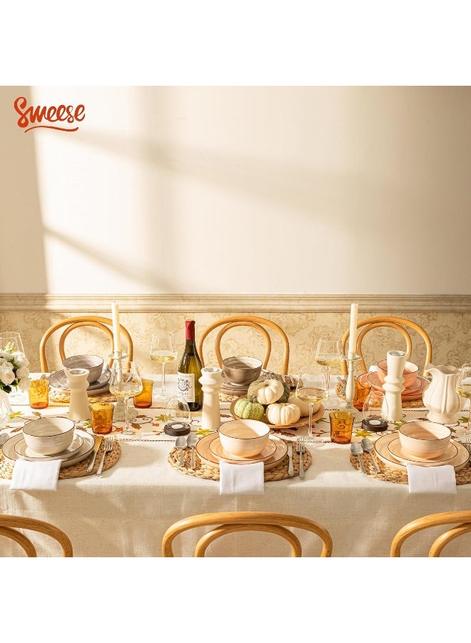 Sweese Plates and Bowls Sets 18 Piece Dinnerware Set Porcelain Round Dinner Set for 6 Scratch Resistant Dishes Set Dishwasher and Oven Microwave Safe Handpainted Swirl Dishware Sets Neutral - Image 3