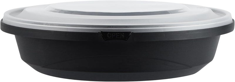 RestaurantwareCater Tek 51 Ounce Serving Bowls 100 Disposable Bowls With Lids  Microwavable Freezable Black Plastic Catering Bowls Round Ideal For Soups Stews Salads Chilli Or Noodles - Image 1