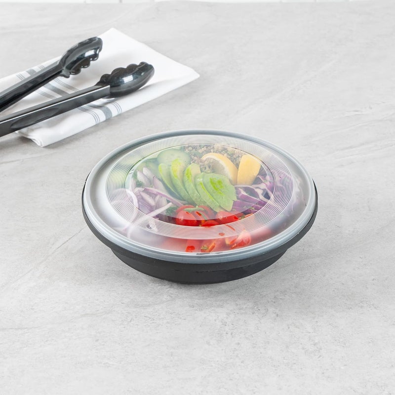 RestaurantwareCater Tek 51 Ounce Serving Bowls 100 Disposable Bowls With Lids  Microwavable Freezable Black Plastic Catering Bowls Round Ideal For Soups Stews Salads Chilli Or Noodles - Image 3