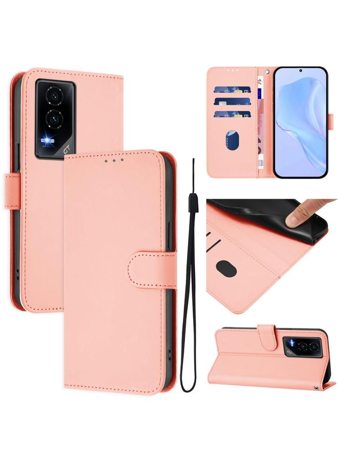 اس-توب جراب هاتف Honor GT من الجلد بلون سادة مع حبل تثبيت - Image 1