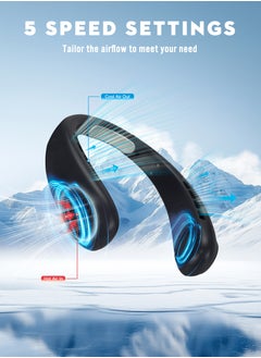 Necomi Portable Neck Fan, 360° Cooling Hands Free Fan, 5 Speeds, LED Display, Wearable Fan  - Image 2