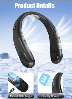 Necomi Portable Neck Fan, 360° Cooling Hands Free Fan, 5 Speeds, LED Display, Wearable Fan  - Image 3