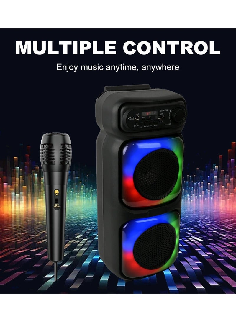 senbowe New Dual 4-inch LED Colored Lights Bluetooth Audio Mobile Portable Colorful Dual Speaker Barrel Audio 5.0 Bluetooth Speaker - Image 5