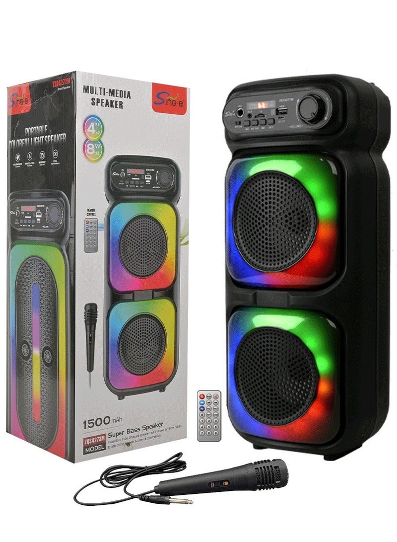 senbowe New Dual 4-inch LED Colored Lights Bluetooth Audio Mobile Portable Colorful Dual Speaker Barrel Audio 5.0 Bluetooth Speaker - Image 2